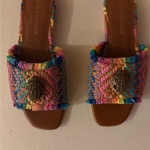 Kurt Geiger Vibrant Woven Sandals with Gold Accent